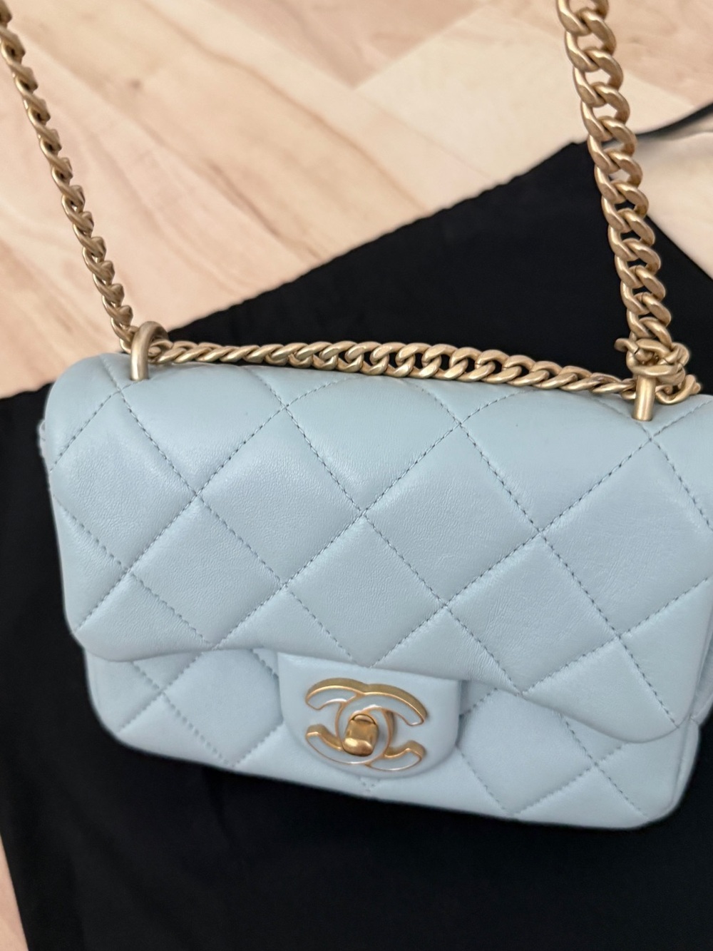 CHANEL Pending CC Square Flap Bag Quilted Lambskin, Blue - Picture 13 of 13